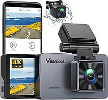 Автомобільний відеореєстратор Veement Dash Cam спереду та ззаду, 4K/2.5K спереду 1080P ззаду Dashcam