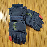 Теплые подростковые перчатки на меху от 10 до 12 лет цвет Синий