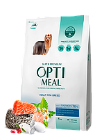 Полнорационный сухой корм для взрослых собак миниатюрных пород OPTIMEAL с лососем 4 кг