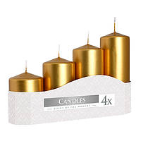 Комплект золотых свечей Bispol Цилиндр 5х7,9,11,13 см. (4 шт.) 27381