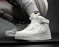 Женские кроссовки Nike Air Force x LV Mid White (белые) высокие демисезонные кроссы Y14012