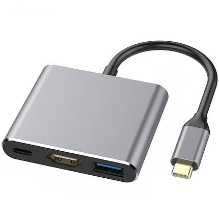 USB-хаб, концентратор, док-станція 3-в-1, type-c на hdmi usb 3.0, HD конвертер, фото 1