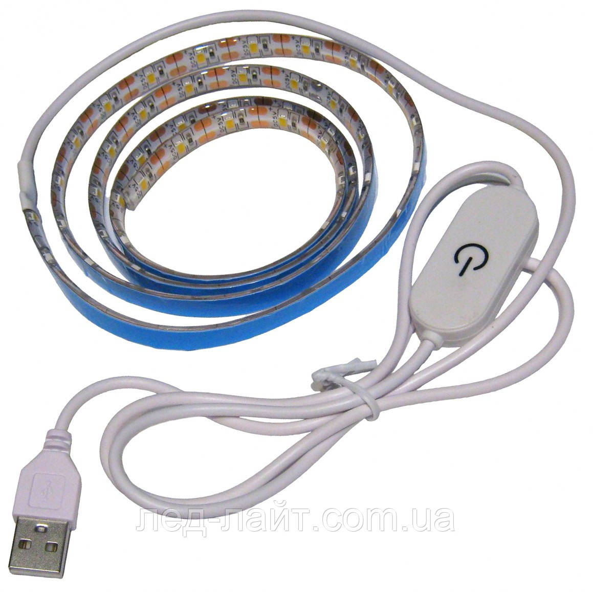 Комплект 1м LED ленты USB 5В 2835(60LED/м) IP65 с сенсорным выключателем теплый белый - фото 1 - id-p2061758541