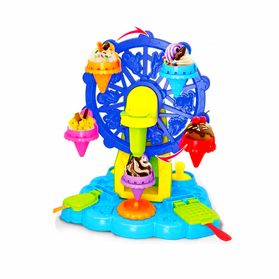 Чарівний набір для ліплення Замок солодощів 28 елементів колесо огляду кондитерські формочки та інструменти 6 кольорів тіста