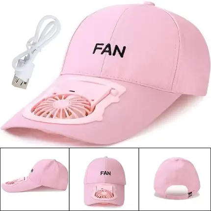 Кепка з Вентилятором Fan RS-75, Бейсболка з охолоджувальним Пристроєм у Козирку, фото 1