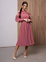 Темно-розовое плиссированное платье с сетчатыми вставками, размер XL