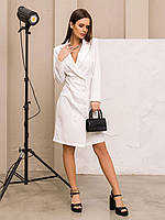 Белое классическое платье-пиджак, размер S