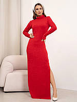 Красное ангоровое платье-гольф с боковым разрезом, размер S