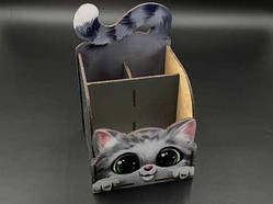 Органайзер з УФ-друком на три комірки. Котик. 12х12х12(18)см. / Органайзер з УФ-друком на три комірки. Котик. 12х12х12(18)см.