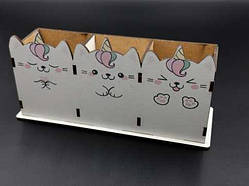 Органайзер з УФ-друком на три комірки. Кошенята. 19х7х8(10)см. / Органайзер з УФ-друком на три комірки. Кошенята. 19х7х8(10)см.