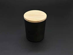 Скляна банка для свічок з дерев'яною кришкою 85х65мм / Скляна банка для свічок з дерев'яною кришкою 85х65мм