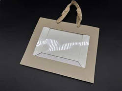 Подарунковий пакет. Антрацитовий з прозорим вікном. 24х20х11см / Подарунковий пакет. Антрацитовий з прозорим вікном. 24х20х11см