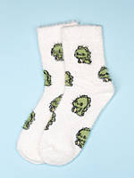 Бело-зеленые теплые носки с принтом, размер 36-41