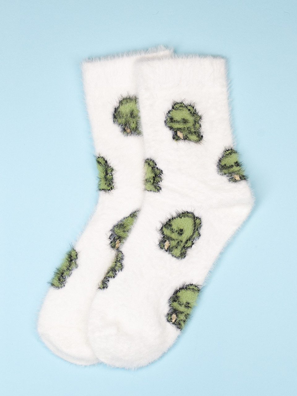 Бело-зеленые теплые носки с принтом, размер 36-41 - фото 1 - id-p2061731254