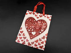 Одноразові паперові пакети з візерунком. "I LOVE YOU" 18х23х8см / Одноразові паперові пакети з візерунком. "I LOVE YOU" 18х23х8см