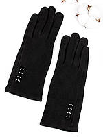 Черные трикотажные перчатки с пуговицами, размер 7