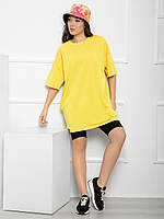 Желтая свободная трикотажная футболка, размер L