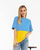 Желто-голубая трикотажная футболка, размер XXL