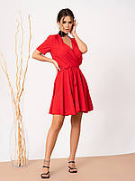 Красное платье-халат с пышной юбкой, размер L