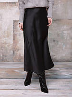 Черная шелковая юбка, размер L