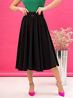 Черная расклешенная юбка-солнце, размер XL