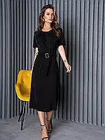 Черное классическое платье со сборками, размер XL