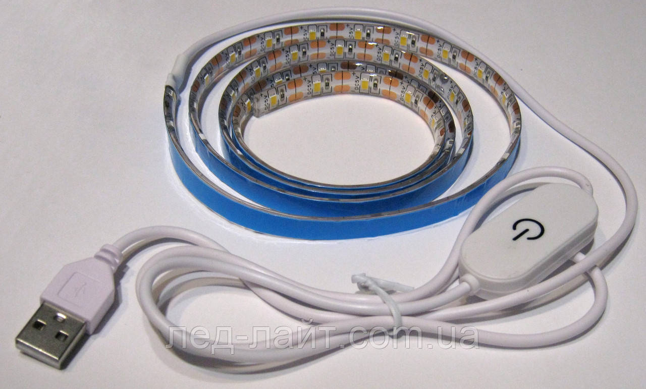 Комплект 1м LED ленты USB 5В 2835(60LED/м) IP65 с сенсорным выключателем теплый белый - фото 3 - id-p2061758541