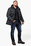 Чоловіча зимова непродувна курточка колір графіт модель 63901, фото 3