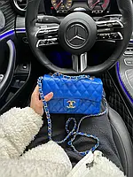 Женская сумочка шанель синяя Chanel Blue изысканная молодёжная сумка через плечо