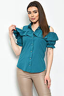 Блуза женская однотонная изумрудного цвета 169982M