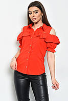 Блуза женская однотонная красного цвета 169989M
