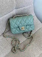 Женская сумочка шанель бирюзовая Chanel Mini mint красивая вместительная сумочка через плечо