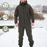 Крепкий мужской Костюм Intruder Softshell / Водоотталкивающий Комплект Куртка с капюшоном + Брюки хаки размер