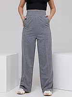 Серые утепленные широкие штаны со стрелками, размер L