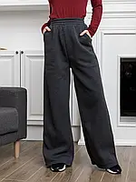Темно-серые утепленные флисом широкие штаны, размер XL
