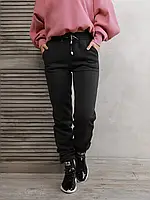 Темно-серые теплые штаны с нашивками на манжетах, размер S
