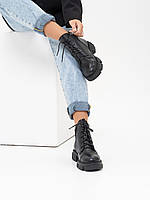 Черные классические ботинки из натуральной кожи на байке, размер 38