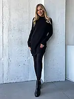 Черный кашемировый свитер-туника, размер M