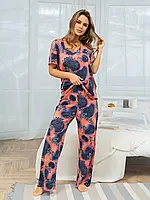 Принтованная пижама с короткими рукавами, размер XXL