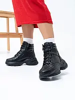 Черные кожаные ботинки в спортивном стиле, размер 41