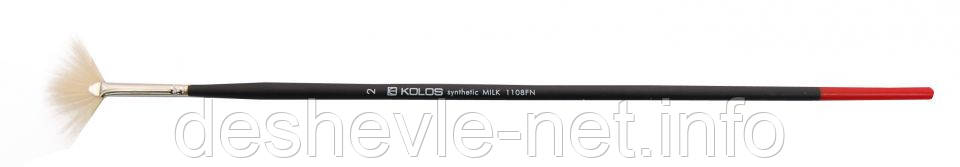 Синтетика віялова, Milk 1108FN, № 2, коротка ручка, пензель KOLOS