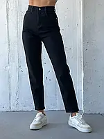 Черные однотонные джинсы Момы на байке, размер 28
