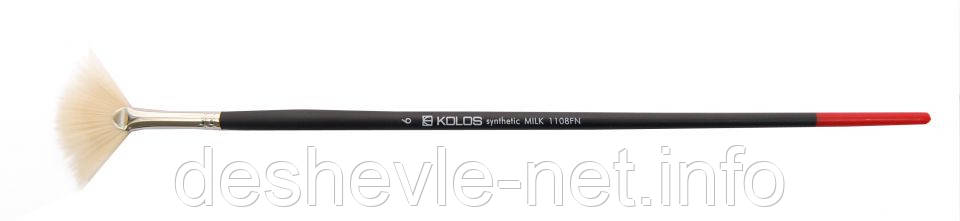 Синтетика віялова, Milk 1108FN, № 6, короткая ручка, пензель KOLOS