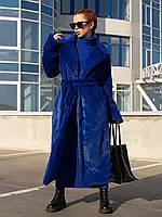 Синє пальто зі штучного хутра, розмір S