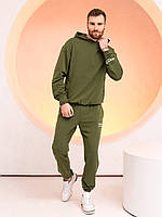 Трикотажный костюм цвета хаки с надписями, размер XXL