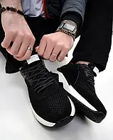 Черные текстильные кроссовки с вставками, размер 44
