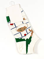 Бело-зеленые принтованные низкие носки, размер 37-41