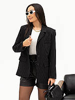 Черный классический пиджак в полоску, размер S