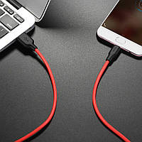 Кабель HOCO X21 Plus USB to Micro 2.4A, 1m, silicone, silicone connectors, Black+Red