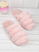 Розовые тапочки с меховыми вставками, размер 36-37